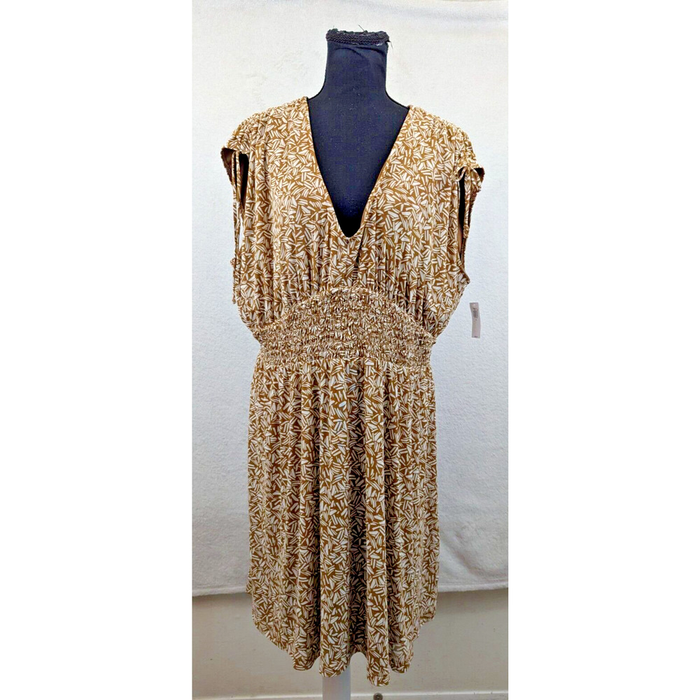 Old Navy sz XL A-line Dress brown and ivory lined sleeveless tank stretchy 0045